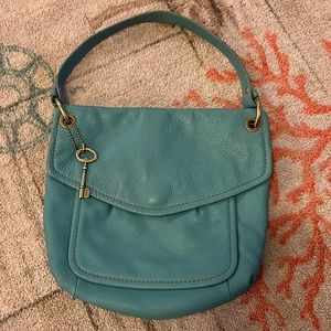 Teal/aqua Fossil handbag never used